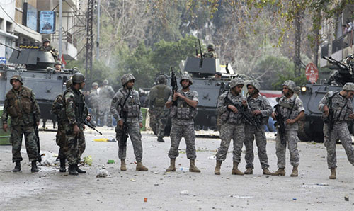 efectivos del ejército libanés en la localidad de Arsal
